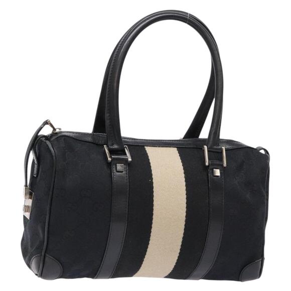 GUCCI GG Canvas Hand Bag Black Silver 000 000 - Picture 1 of 16